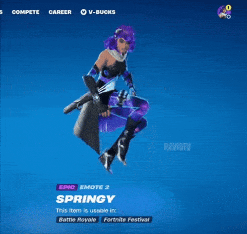 A Video Game Character With Purple Hair And A Scarf Is Called Springy GIF