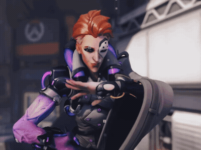 A Video Game Character With Red Hair And Purple Sleeves Is Pointing At Something GIF