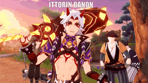 A Video Game Character With The Name Ittorin Canon On The Bottom GIF