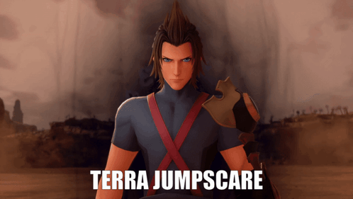 A Video Game Character With The Name Terra Jumpscare GIF