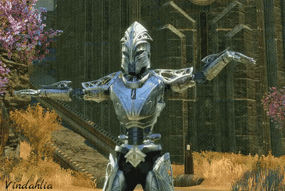 A Video Game Character With The Name Vindahlia On The Bottom Left GIF