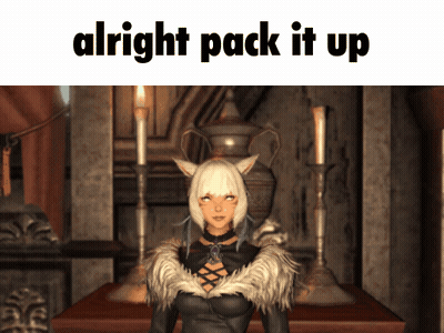 a video game character with the words alright pack it up on the top