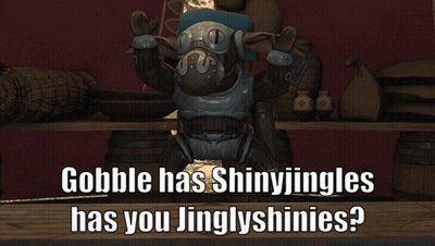 A Video Game Character With The Words Gobble Has Shinyjingles Has You Jinglyshinies On The Bottom GIF