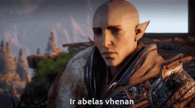 A Video Game Character With The Words Ir Abelas Vhenan Above Him GIF