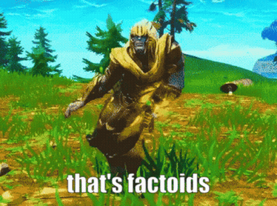 A Video Game Character With The Words That 'S Factoids On The Bottom GIF