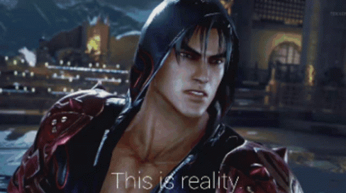 A Video Game Character With The Words This Is Reality Written Below Him GIF