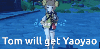 A Video Game Character With The Words Tom Will Get Yaoyao Below Her GIF