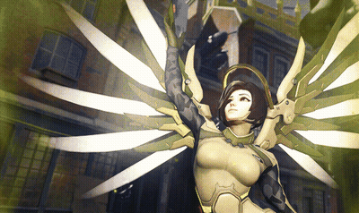 A Video Game Character With Wings And A Halo On Her Head GIF