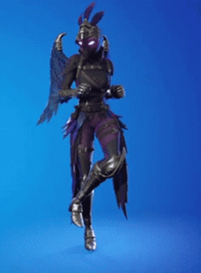 A Video Game Character With Wings And Bunny Ears Is Standing On A Blue Surface . GIF