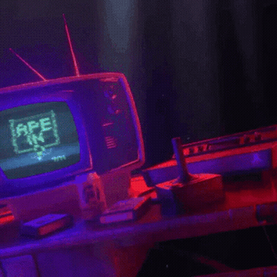 A Video Game Controller Is Sitting On A Table Next To A Television GIF