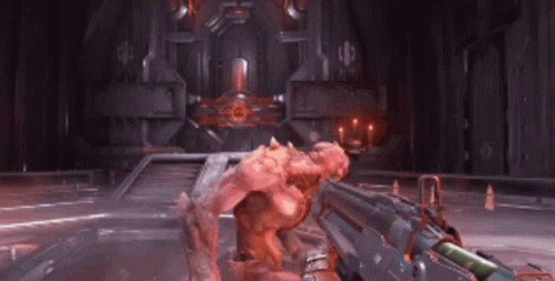 A Video Game Is Being Played And A Monster Is Being Killed By A Gun GIF