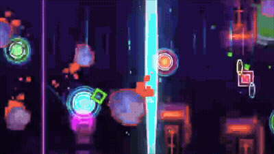 A Video Game Is Being Played In A Dark Room With A Purple Background GIF
