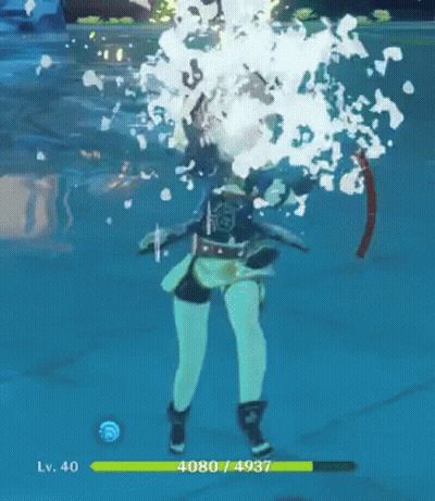 A Video Game Is Being Played In A Pool Of Water With Bubbles Coming Out Of It GIF