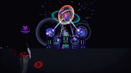 A Video Game Is Being Played With A Purple Light Coming Out Of The Top GIF