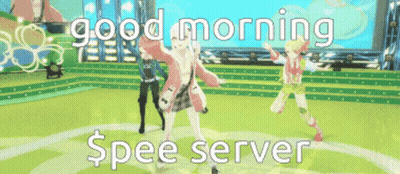 A Video Game Says Good Morning Spee Server In White Letters GIF