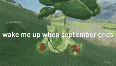 A Video Game Says Wake Me Up When September Ends On The Screen GIF