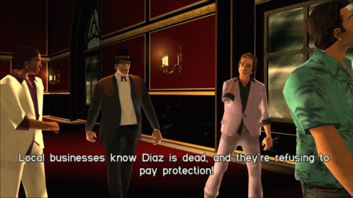 A Video Game Scene Where Diaz Is Dead And They Are Refusing To Pay Protection GIF