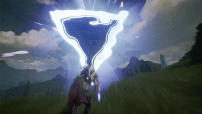 A Video Game Scene With A Lightning Bolt Coming Out Of A Triangle GIF
