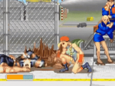 A Video Game Scene With A Man Laying On The Ground And A Woman Standing Next To Him . GIF