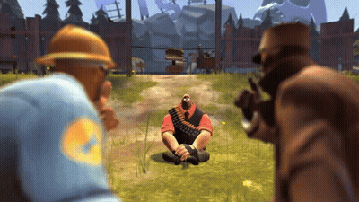A Video Game Scene With A Man Sitting In The Grass With A Gun GIF