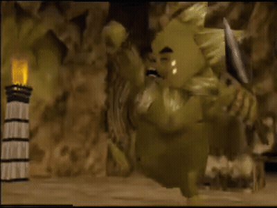 A Video Game Scene With A Monster And A Torch GIF