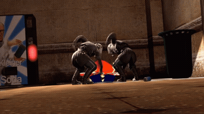 A Video Game Scene With A Pepsi Machine And A Kleiner Soda Machine GIF