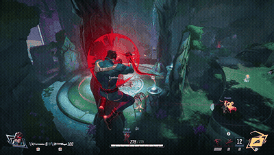 A Video Game Scene With A Red Light Coming Out Of A Tree GIF