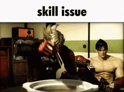A Video Game Scene With The Word Skill Issue On The Top GIF