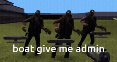 A Video Game Scene With The Words Boat Give Me Admin Written On The Bottom GIF
