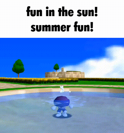 A Video Game Scene With The Words Fun In The Sun Summer Fun Written On It GIF