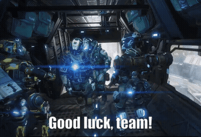 A Video Game Scene With The Words Good Luck Team Written On The Bottom GIF