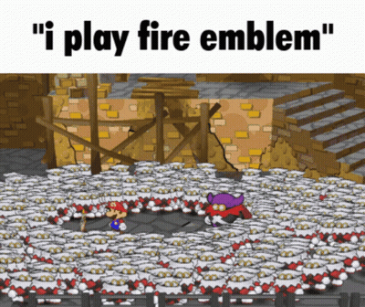A Video Game Scene With The Words " I Play Fire Emblem " On The Bottom GIF