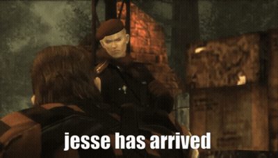 A Video Game Scene With The Words Jesse Has Arrived Above It GIF