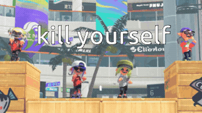 A Video Game Scene With The Words Kill Yourself In White Letters GIF