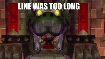A Video Game Scene With The Words Line Was Too Long At The Top GIF