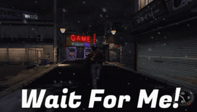 A Video Game Scene With Wait For Me Written On The Bottom GIF