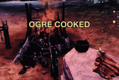 A Video Game Screen Displays Ogre Cooked GIF