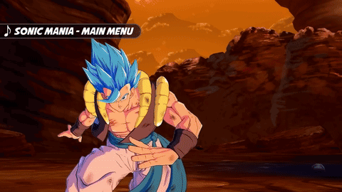 A Video Game Screen Shows A Character Named Gogeta And Says Sonic Mania - Main Menu GIF