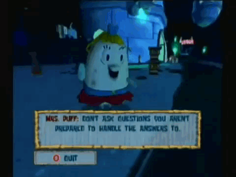 A Video Game Screen Shows A Character Named Mrs Puff GIF