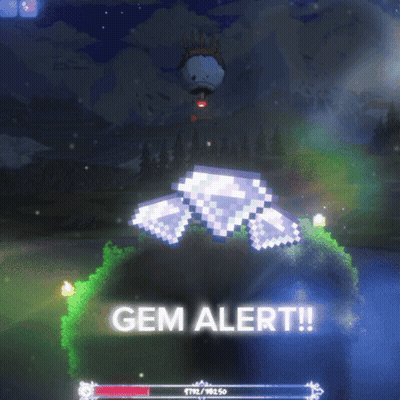 A Video Game Screen Shows A Diamond And The Words Gem Alert GIF