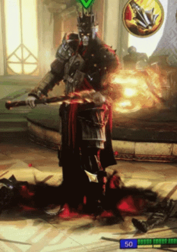 A Video Game Screen Shows A Knight With A Sword And The Number 50 On It GIF