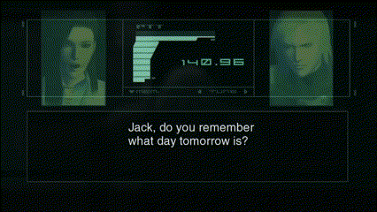 A Video Game Screen Shows A Man And A Woman And Says Jack Do You Remember What Day Tomorrow Is . GIF