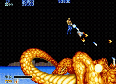 A Video Game Screen Shows A Man Fighting A Golden Dragon And Says Zenny GIF