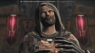 A Video Game Screen Shows A Man In A Hood And Says " I Do N't Know What To Do About You " GIF