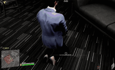 A Video Game Screen Shows A Man In A Suit Kneeling Down In Front Of A Screen That Says  04:56 GIF