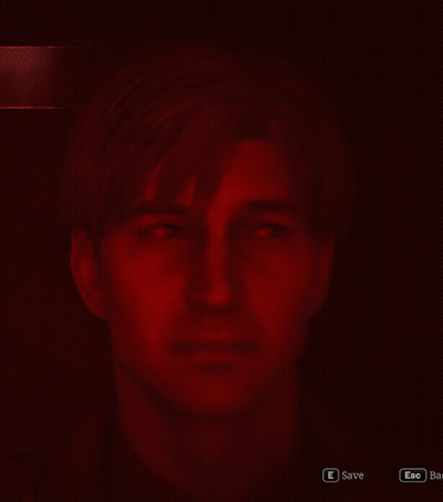 A Video Game Screen Shows A Man 'S Face And The E And Esc Buttons Are Visible GIF