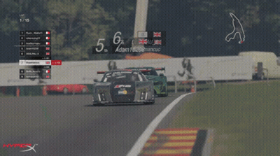 A Video Game Screen Shows A Race Between Adam 18238 And Dennis Wright GIF