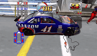 A Video Game Screen Shows A Racing Car With The Number 41 On It GIF