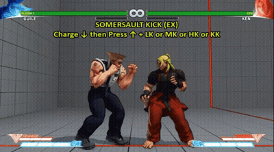 A Video Game Screen Shows A Somersault Kick In Progress GIF