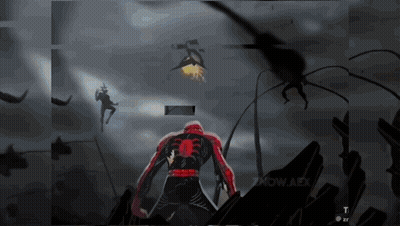 A Video Game Screen Shows A Spider Man Fighting A Monster GIF